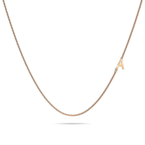 Bold Alphabet Letter Initial Charm Necklace in Rose Gold Tone